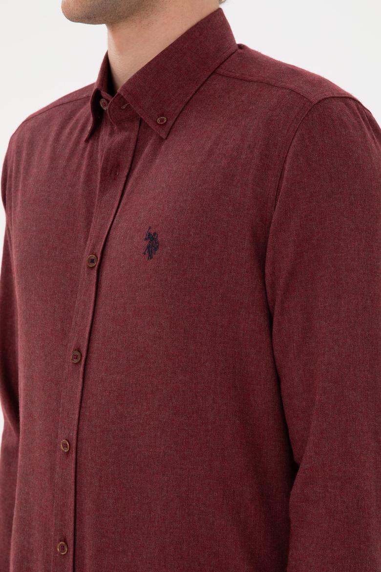 Erkek Bordo Uzun Kollu Basic Gömlek - 50296757018