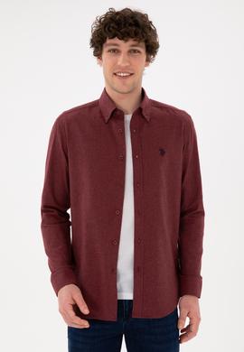 Erkek Bordo Uzun Kollu Basic Gömlek - 50296757018