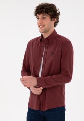 Erkek Bordo Uzun Kollu Basic Gömlek - 50296757018