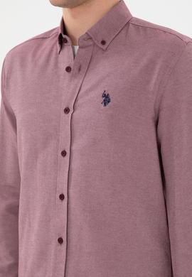 Erkek Bordo Uzun Kollu Basic Gömlek - 50296777036