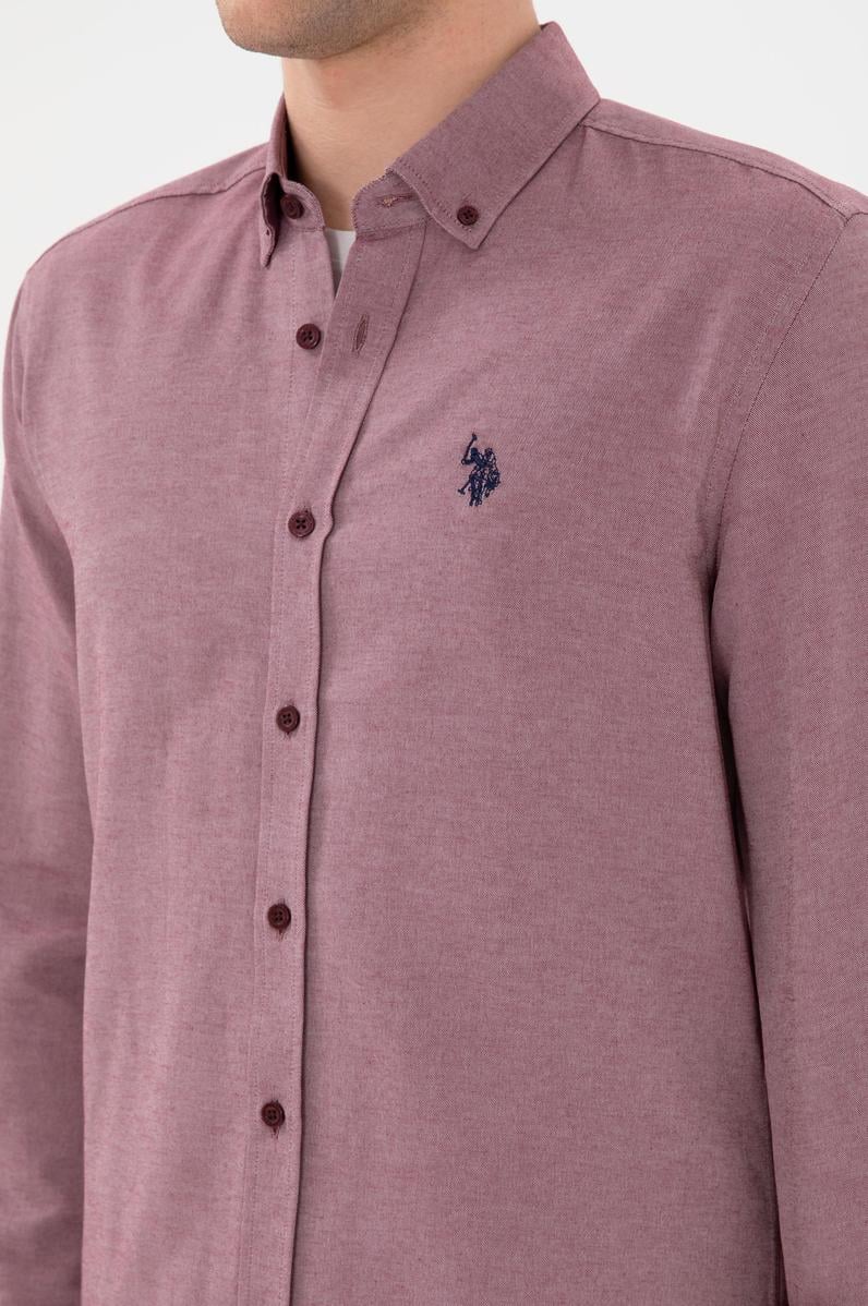 Erkek Bordo Uzun Kollu Basic Gömlek