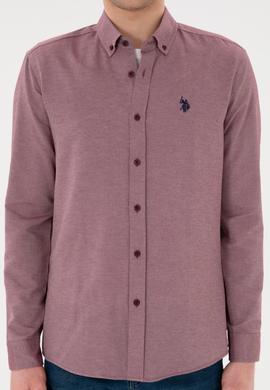 Erkek Bordo Uzun Kollu Basic Gömlek - 50296777036