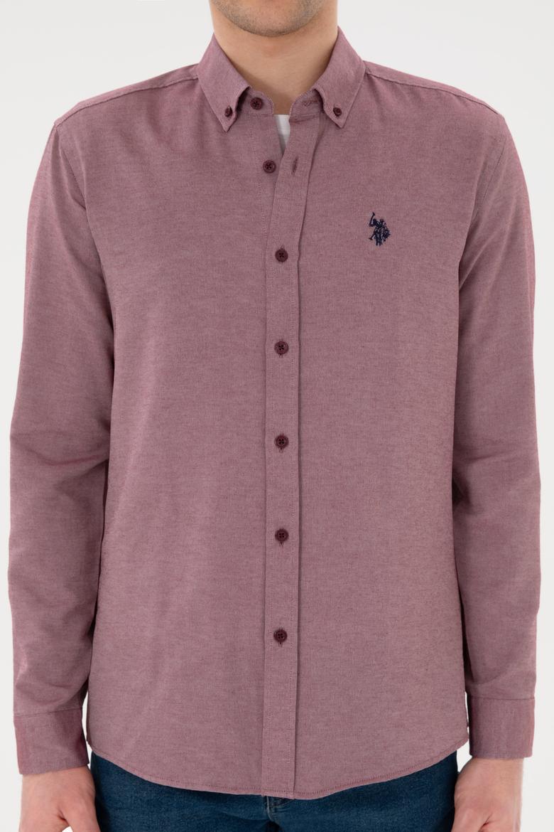 Erkek Bordo Uzun Kollu Basic Gömlek - 50296777036