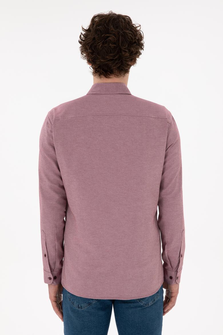 Erkek Bordo Uzun Kollu Basic Gömlek - 50296777036