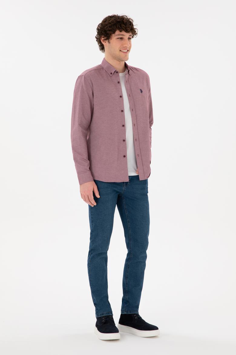 Erkek Bordo Uzun Kollu Basic Gömlek - 50296777036