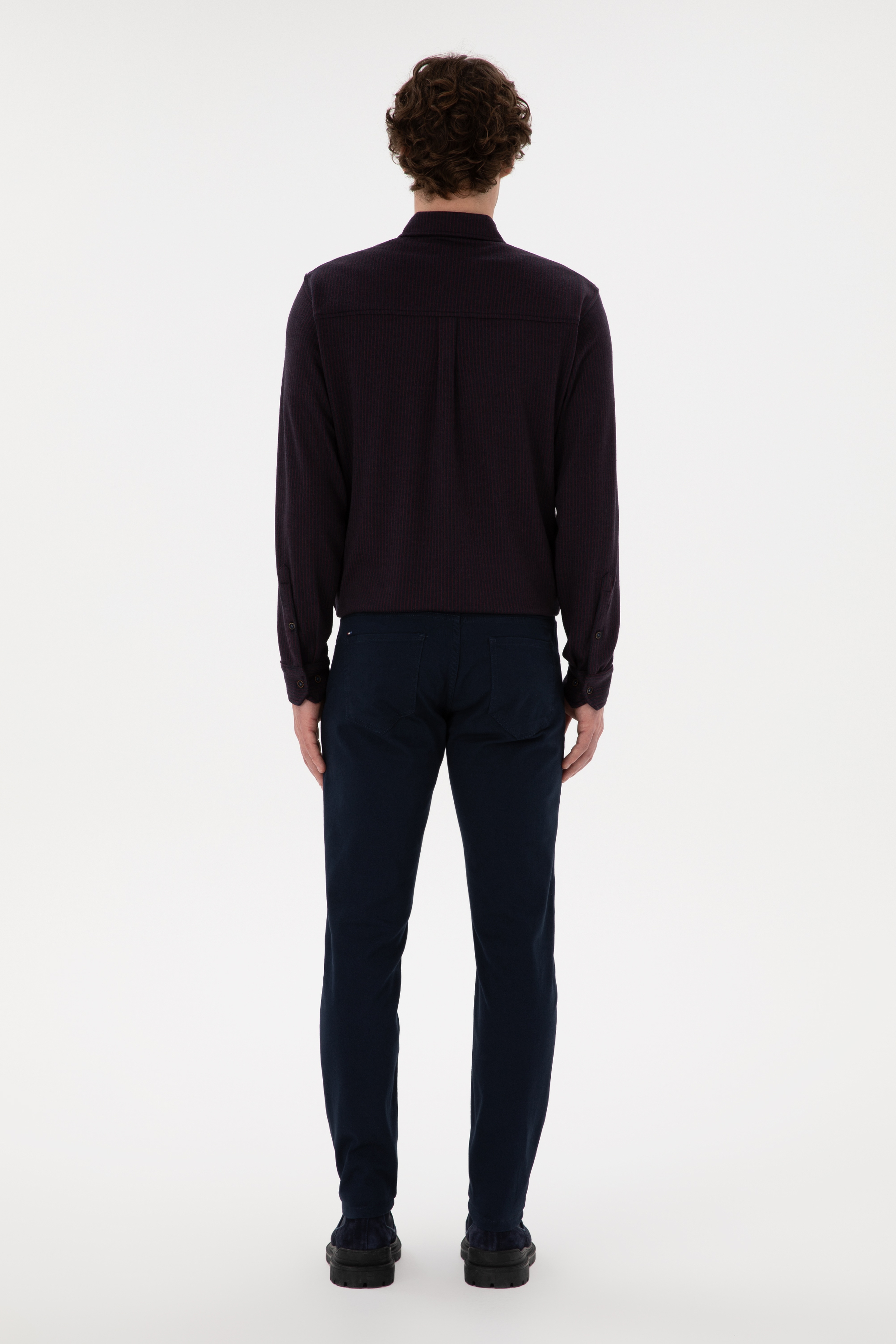 Erkek Lacivert Slim Fit Kanvas Pantolon - Image 4
