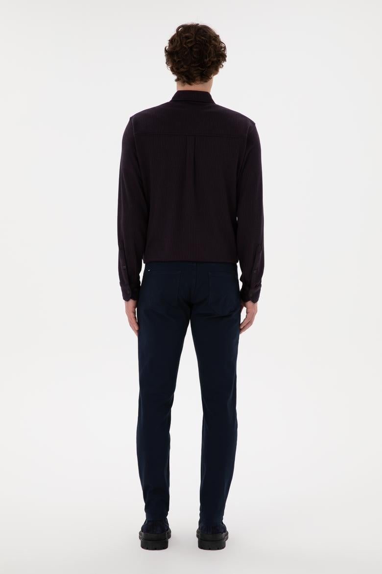 Erkek Lacivert Slim Fit Kanvas Pantolon - 50297545045