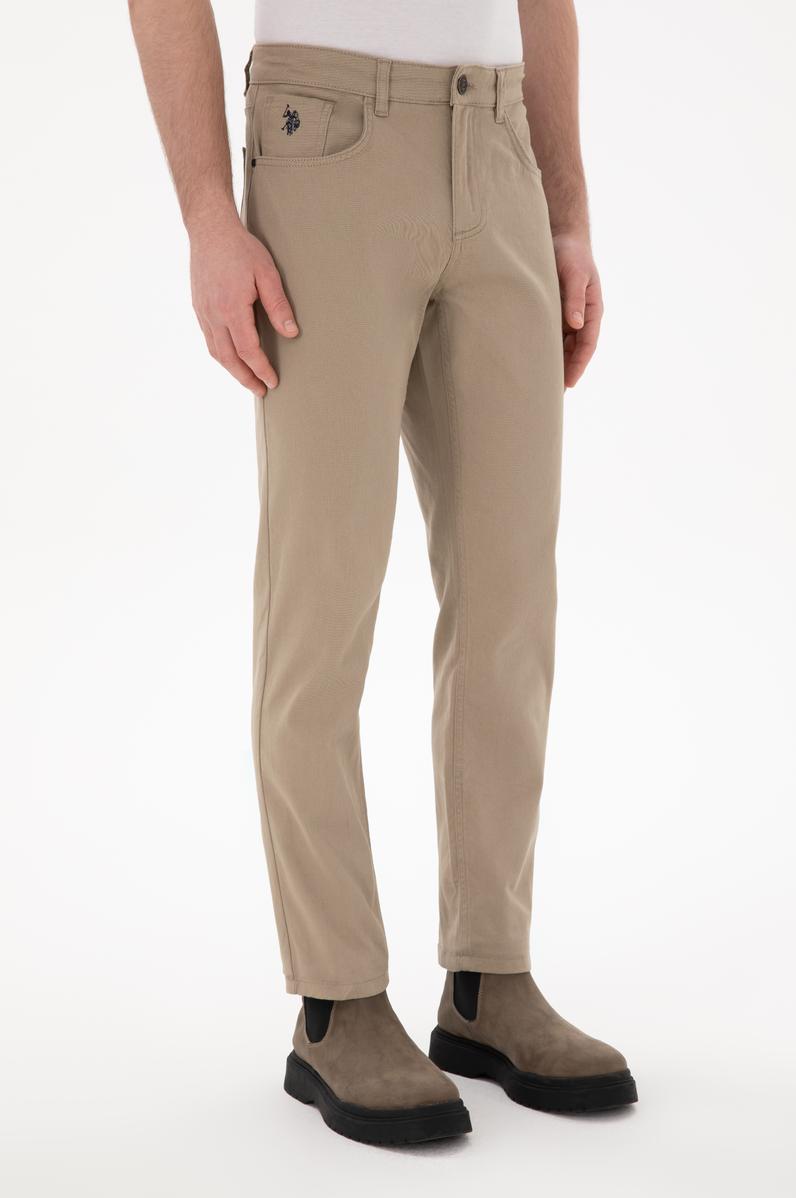 Erkek Açık Haki Slim Fit Kanvas Pantolon
