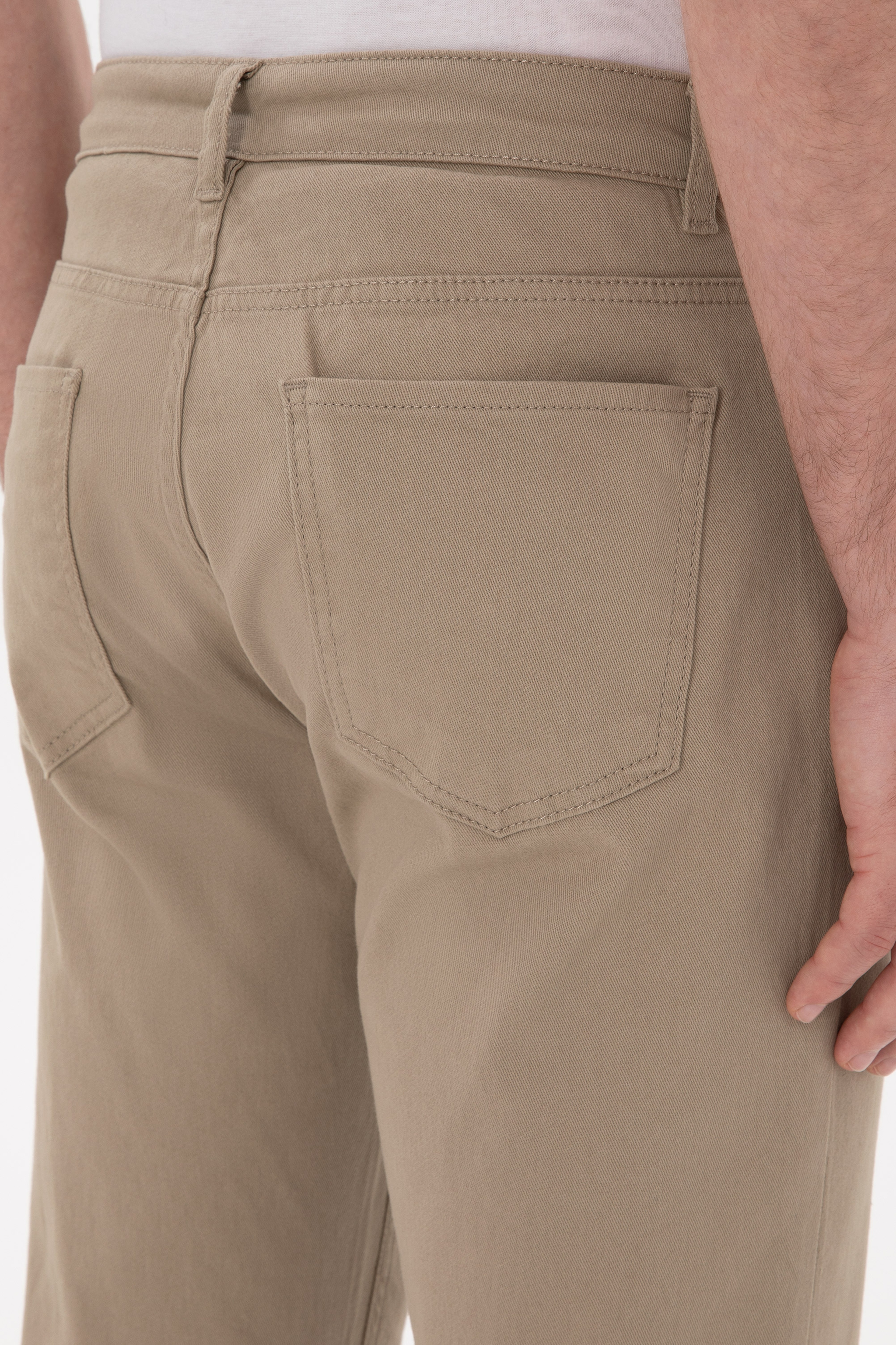 Erkek Slim Fit Açık Haki Kanvas Pantolon - Image 6