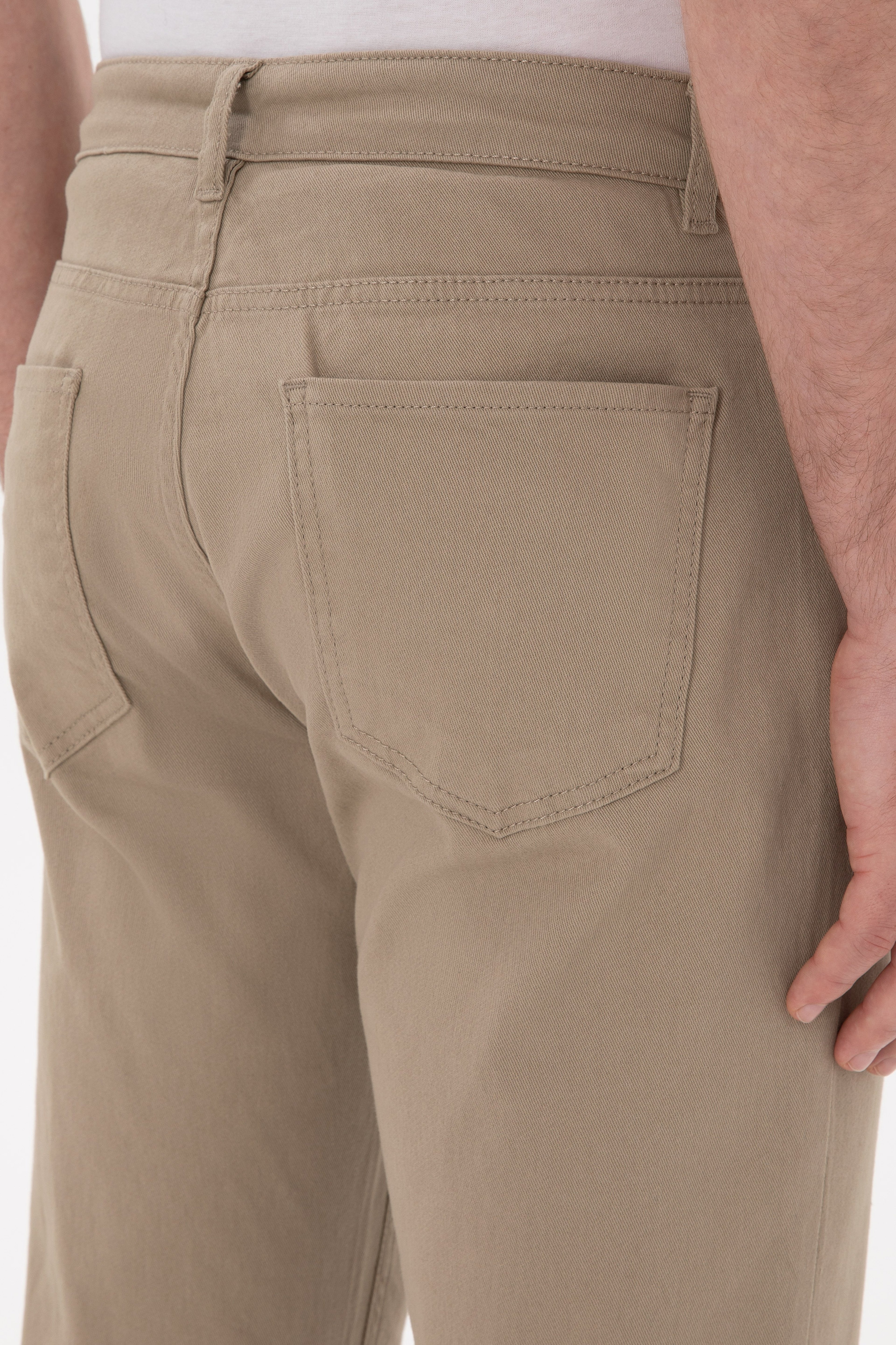 Erkek Slim Fit Açık Haki Kanvas Pantolon