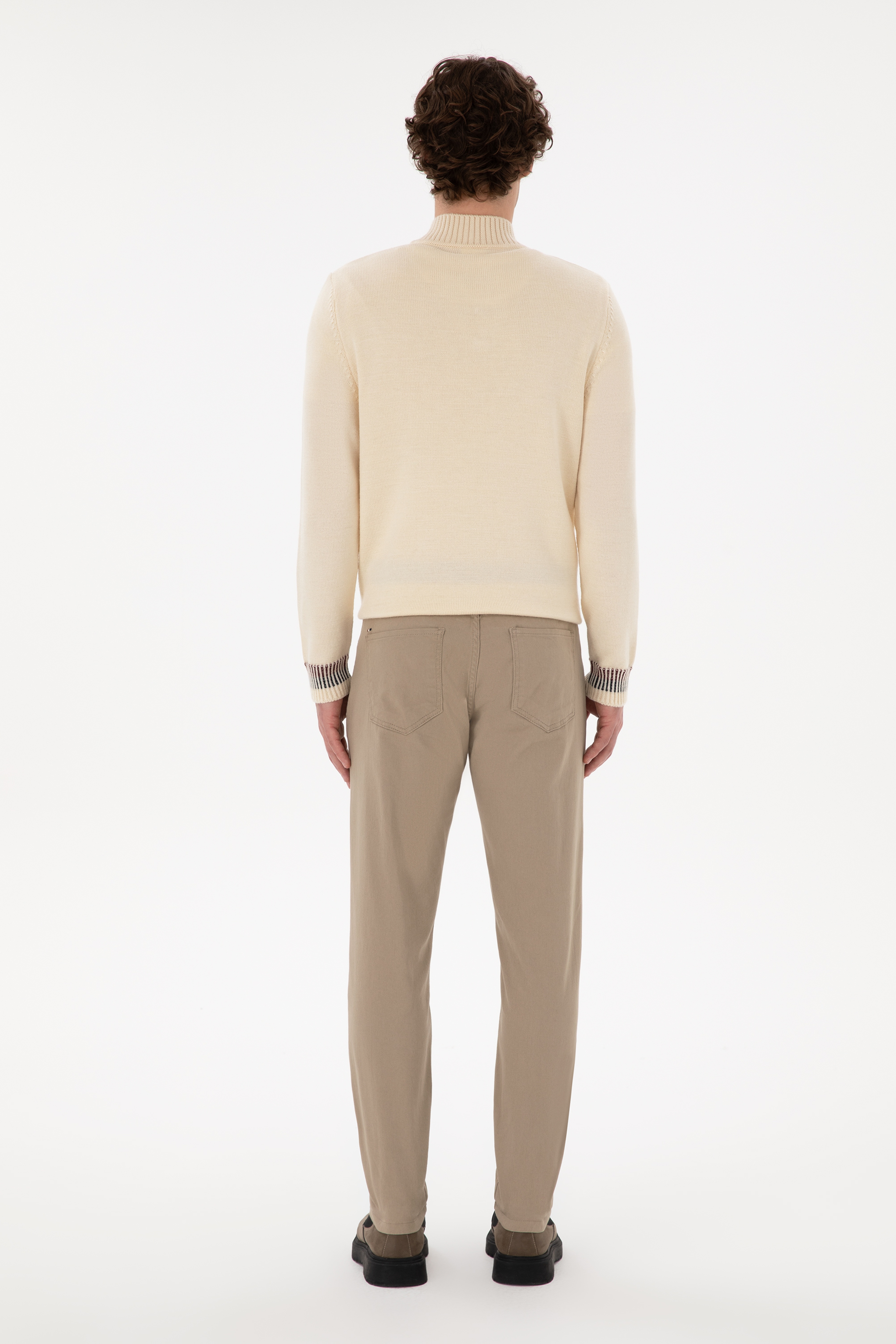 Erkek Slim Fit Açık Haki Kanvas Pantolon