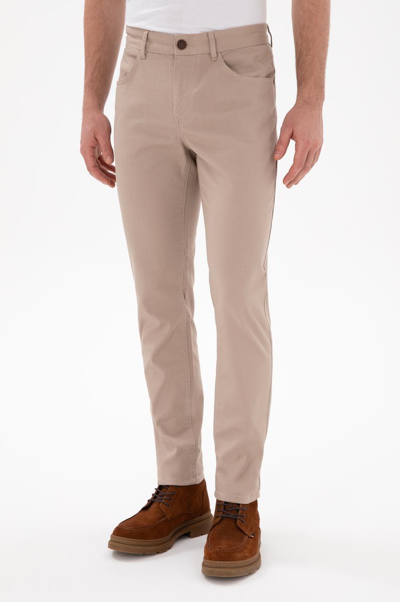 Erkek Koyu Bej Kanvas Pantolon