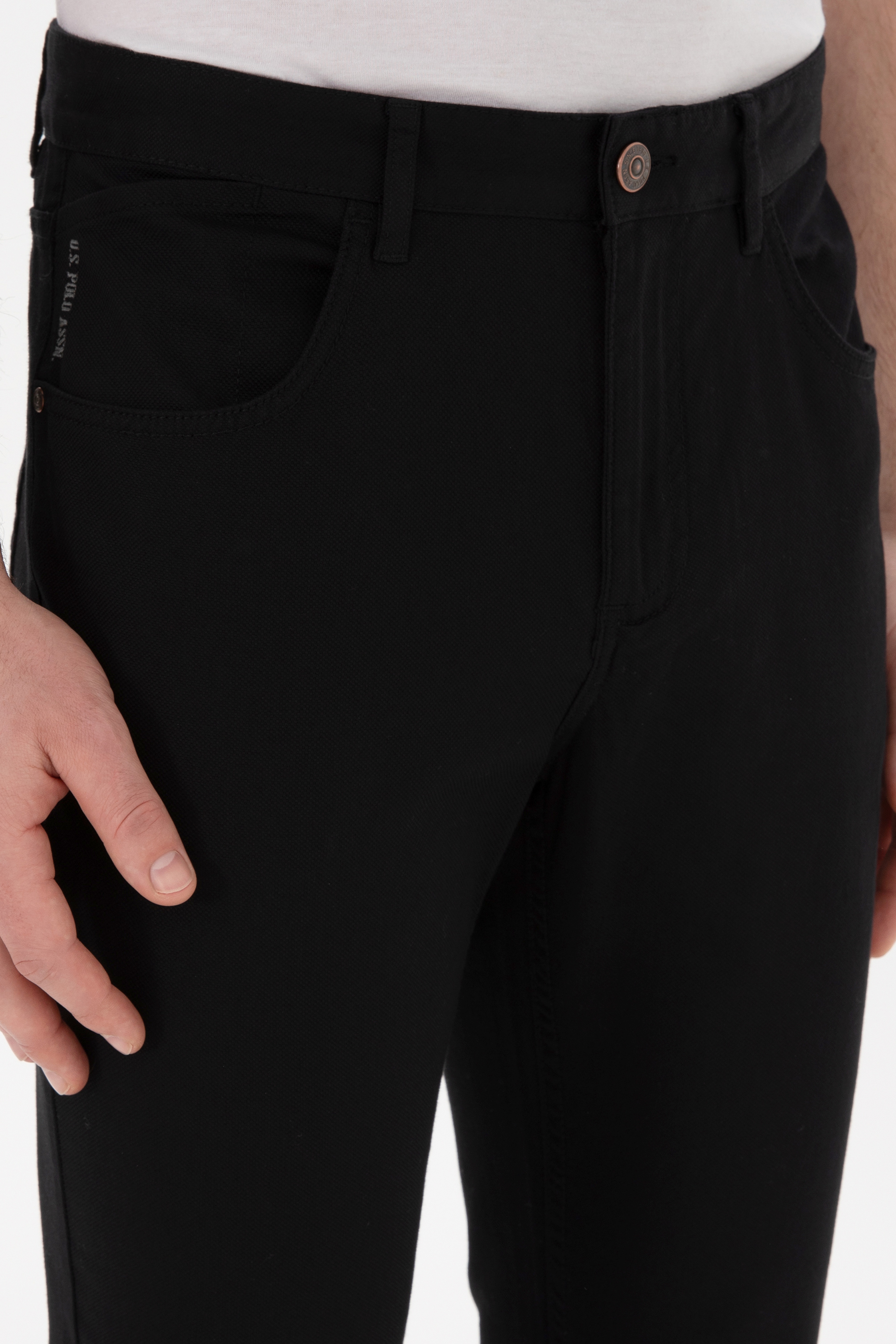 Erkek Siyah Slim Fit Kanvas Pantolon - Image 5