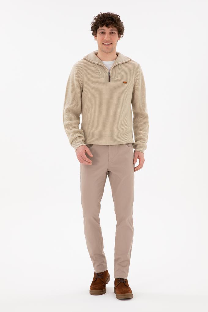 Erkek Koyu Bej Kanvas Pantolon
