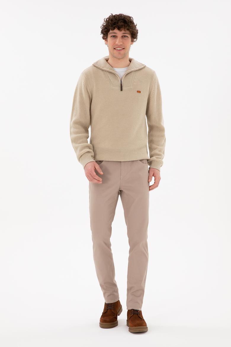 Erkek Koyu Bej Kanvas Pantolon