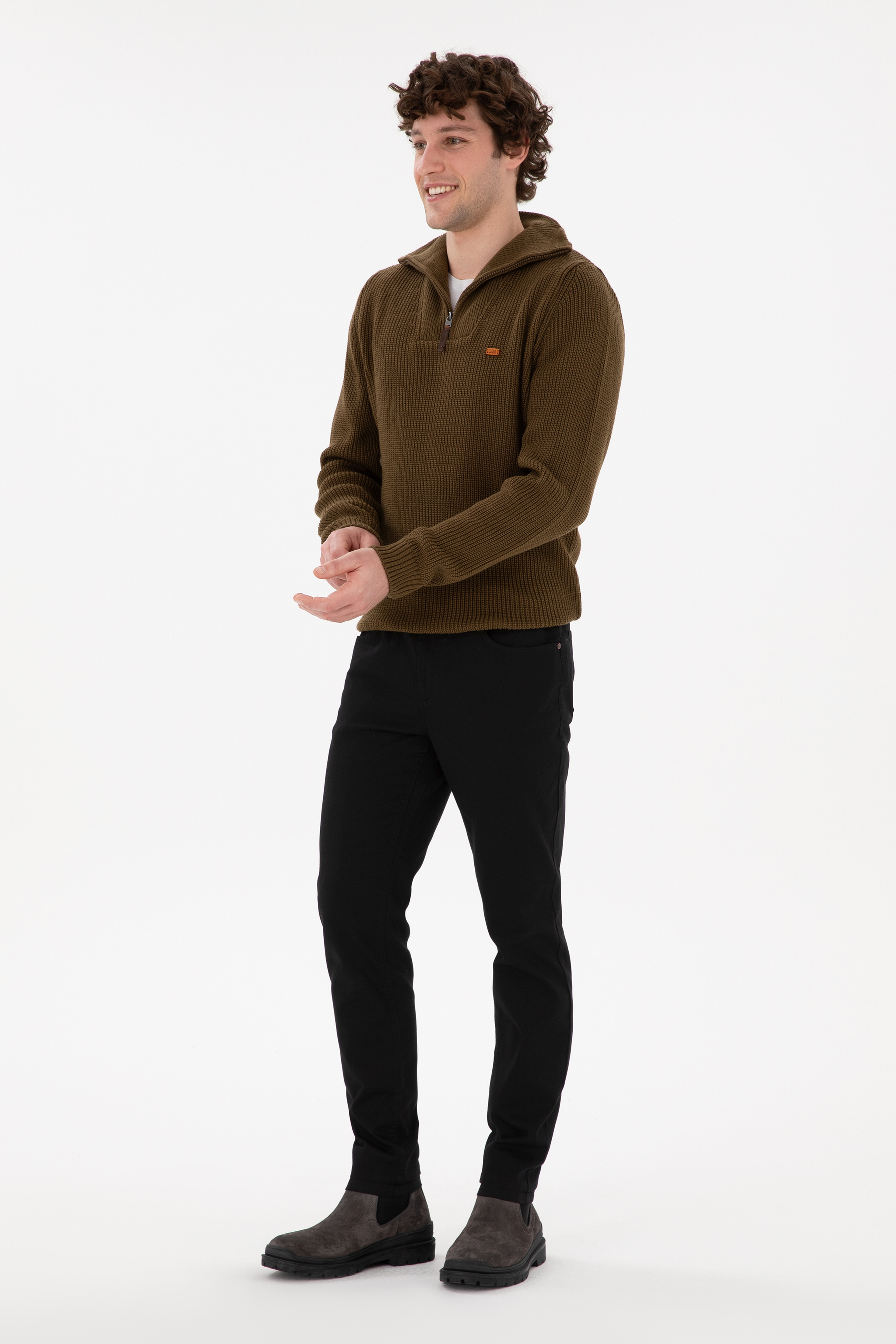 Erkek Siyah Slim Fit Kanvas Pantolon - Image 3
