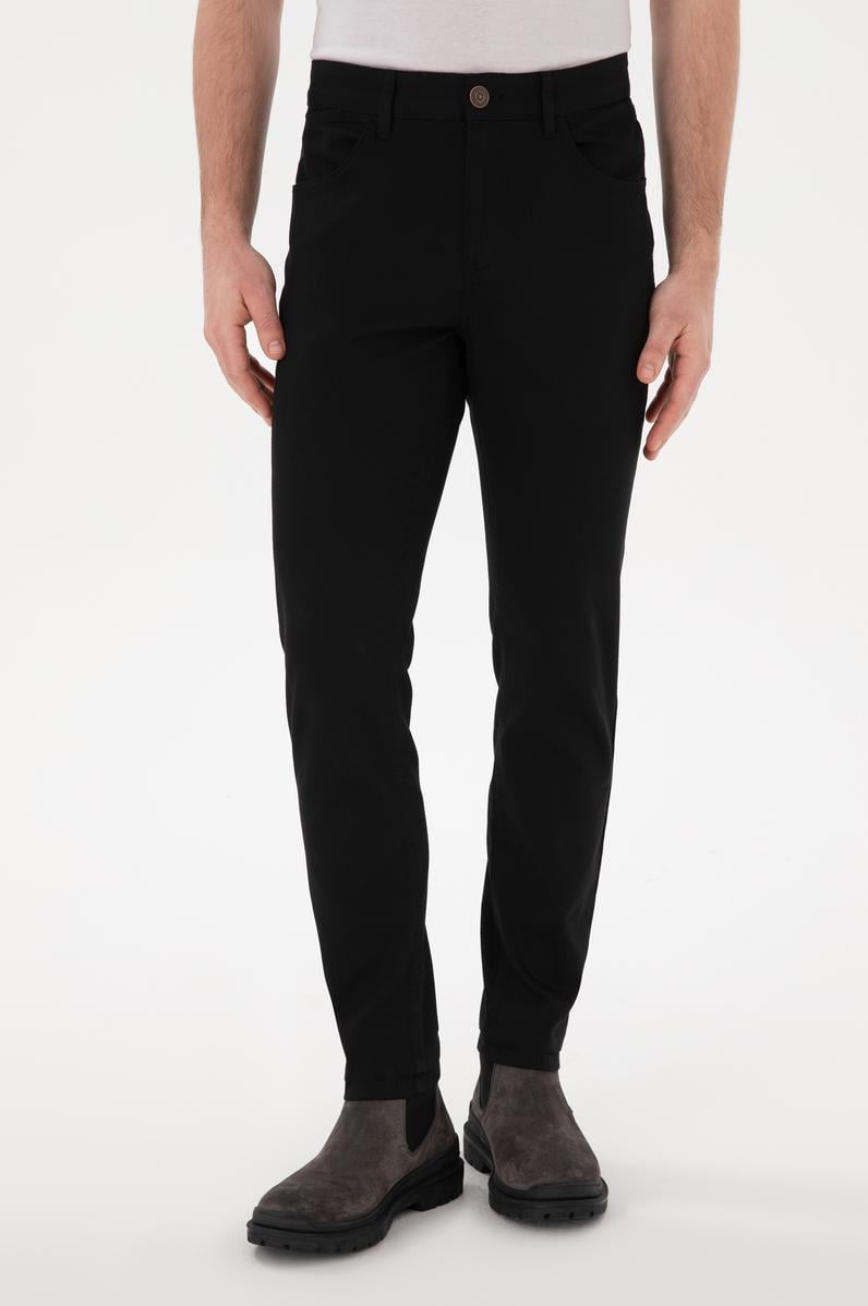 Erkek Siyah Slim Fit Kanvas Pantolon