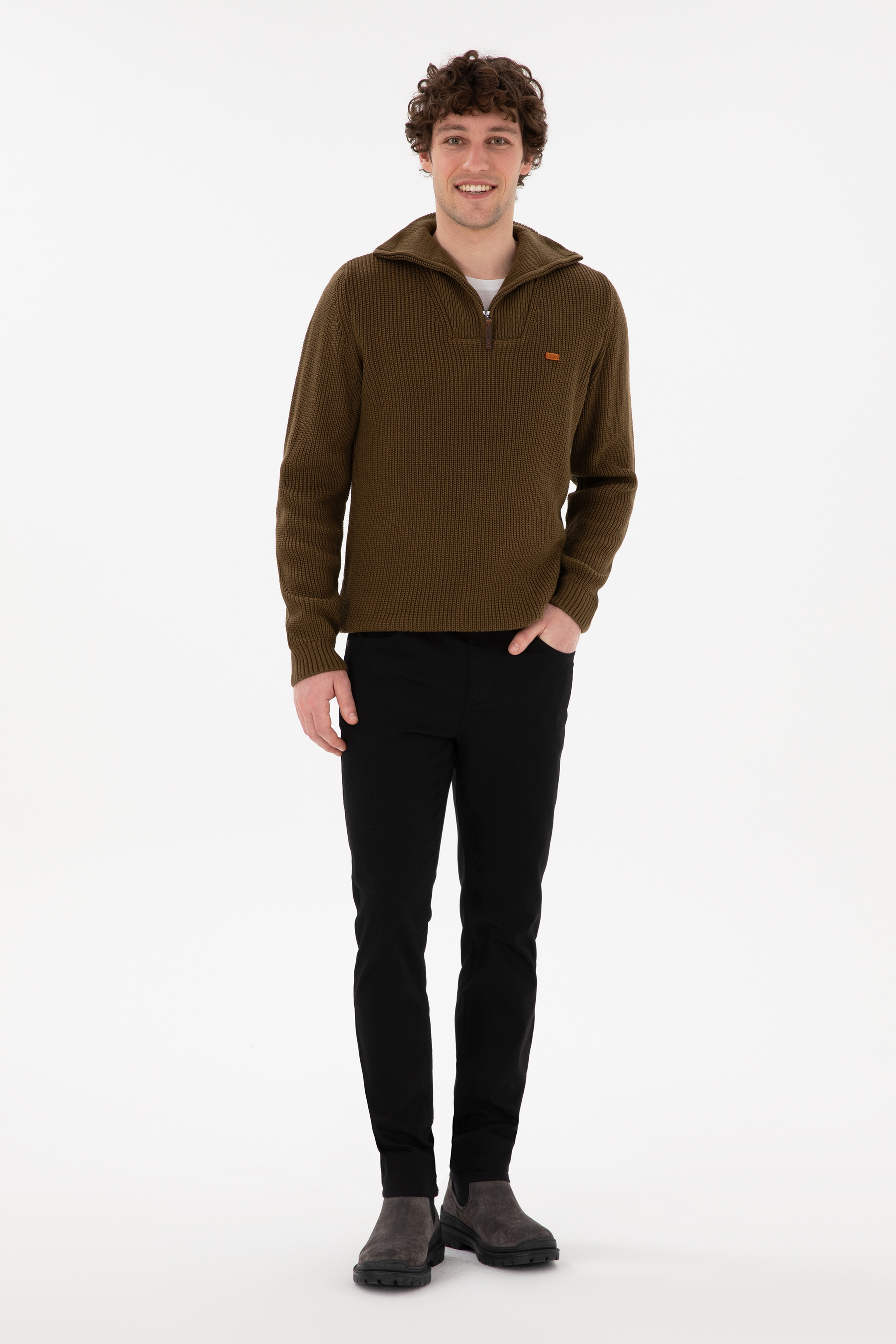 Erkek Siyah Slim Fit Kanvas Pantolon - Image 1