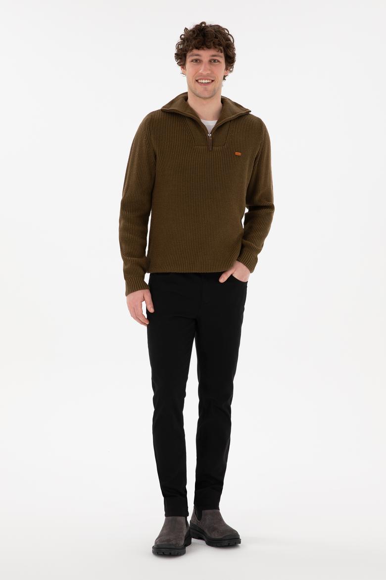 Erkek Siyah Slim Fit Kanvas Pantolon