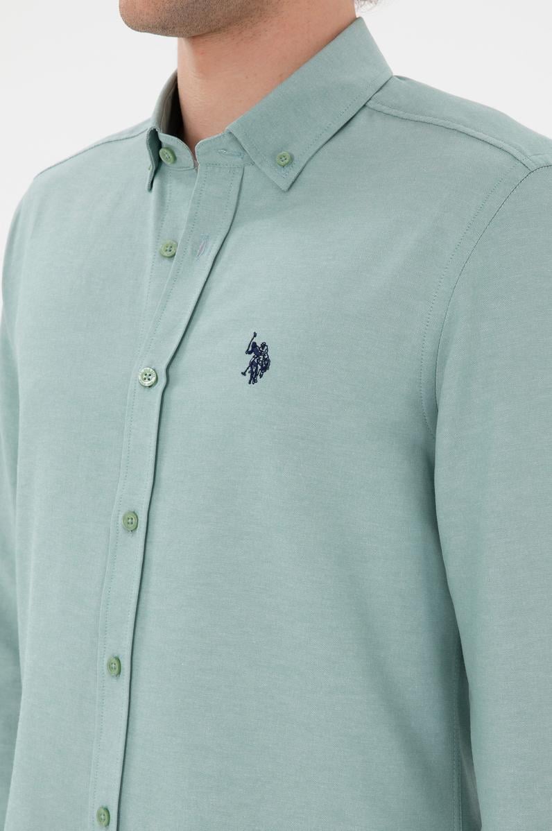 Erkek Mint Uzun Kollu Basic Gömlek