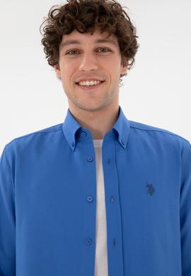 Erkek İndigo Uzun Kollu Basic Gömlek - 50306338061