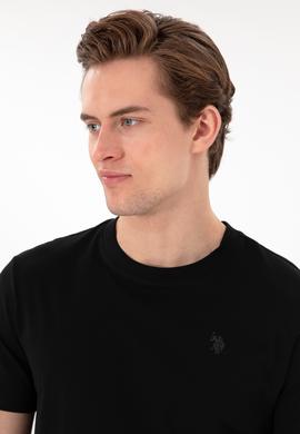 Erkek Regular Fit Bisiklet Yaka Siyah Basic Tişört - 50298015016