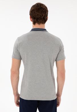 Erkek Slim Fit Polo Yaka Gri Melanj Basic Tişört - 50298010116