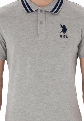 Erkek Slim Fit Polo Yaka Gri Melanj Basic Tişört - 50298010116