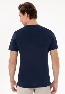 Erkek Regular Fit Bisiklet Yaka Lacivert Basic Tişört - 50298015026