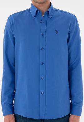 Erkek İndigo Uzun Kollu Basic Gömlek - 50306338061