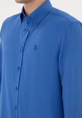 Erkek İndigo Uzun Kollu Basic Gömlek - 50306338061