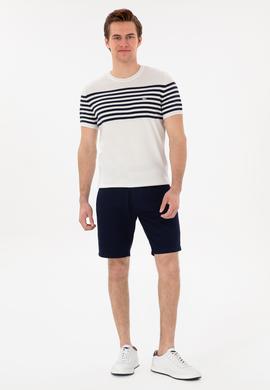 Erkek Slim Fit Bisiklet Yaka Beyaz Triko Tişört - 50306469014