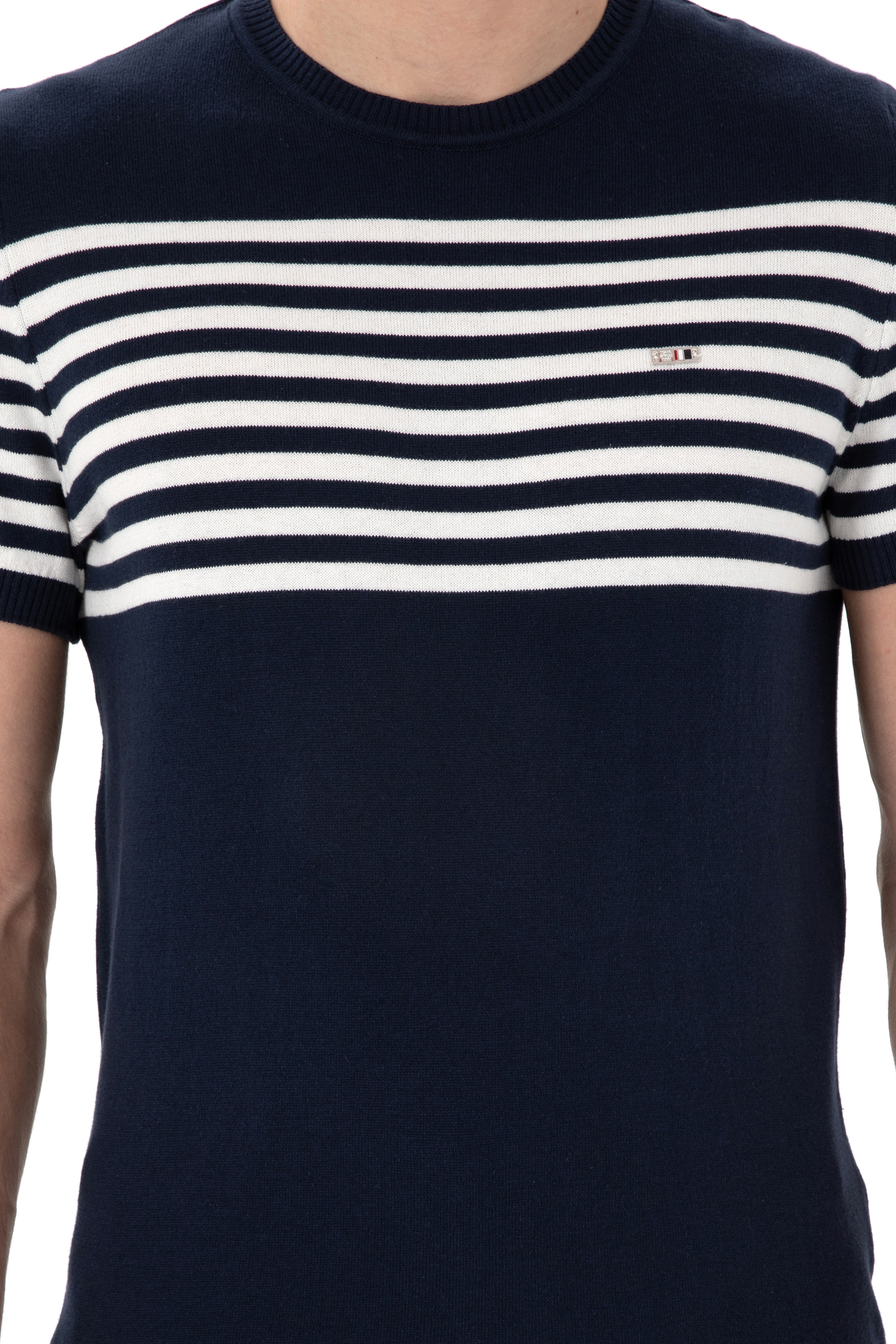 Erkek Slim Fit Bisiklet Yaka Lacivert Triko Tişört