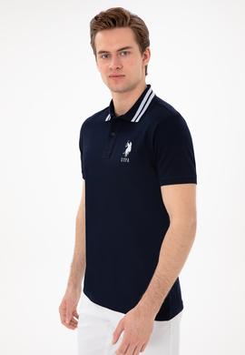 Erkek Slim Fit Polo Yaka Lacivert Basic Tişört - 50298010019