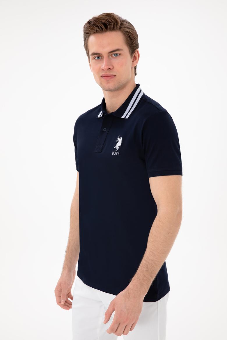 Erkek Slim Fit Polo Yaka Lacivert Basic Tişört - 50298010019