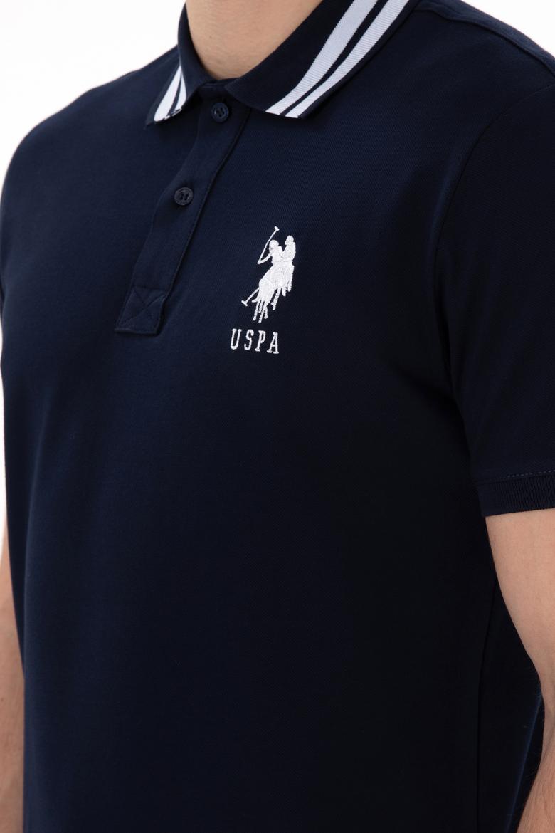 Erkek Slim Fit Polo Yaka Lacivert Basic Tişört - 50298010019
