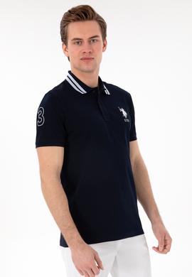 Erkek Slim Fit Polo Yaka Lacivert Basic Tişört - 50298010019