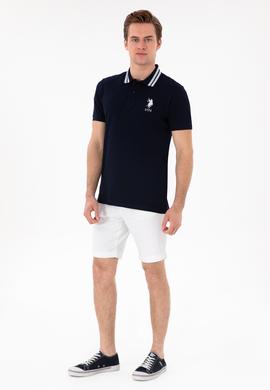 Erkek Slim Fit Polo Yaka Lacivert Basic Tişört - 50298010019