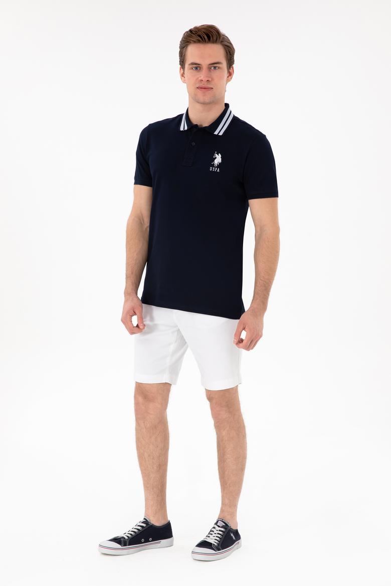 Erkek Slim Fit Polo Yaka Lacivert Basic Tişört - 50298010019