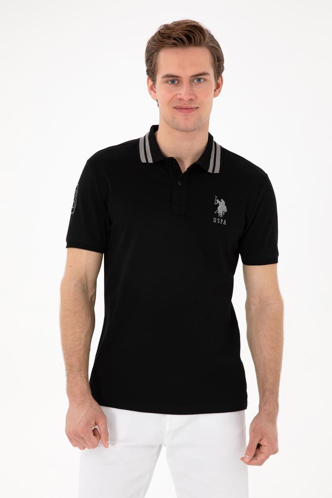 Erkek Slim Fit Polo Yaka Siyah Basic Tişört