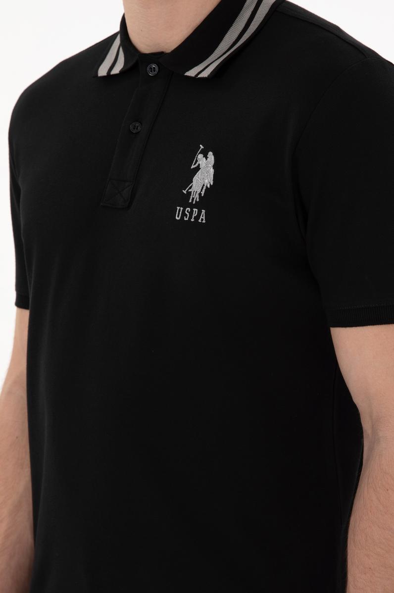 Erkek Slim Fit Polo Yaka Siyah Basic Tişört
