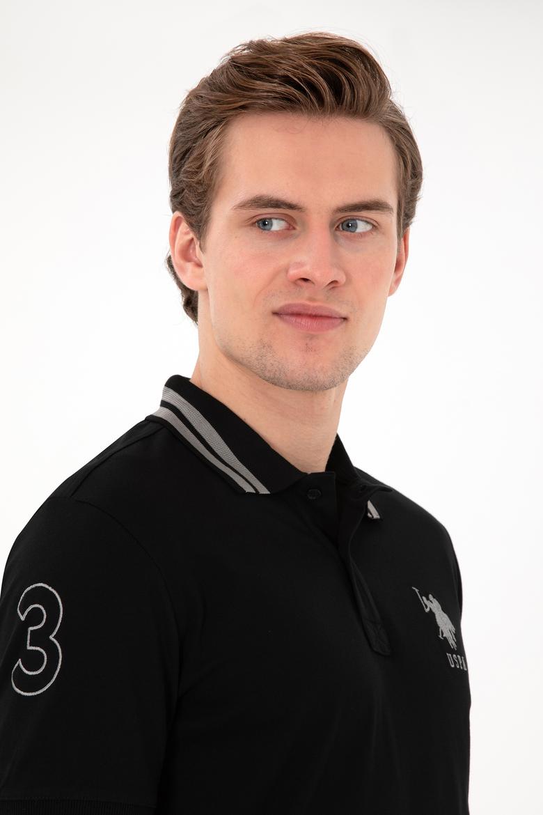 Erkek Slim Fit Polo Yaka Siyah Basic Tişört - 50298010029