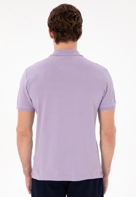 Erkek Slim Fit Polo Yaka Lila Basic Tişört - 50298041080