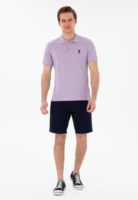 Erkek Slim Fit Polo Yaka Lila Basic Tişört - 50298041080