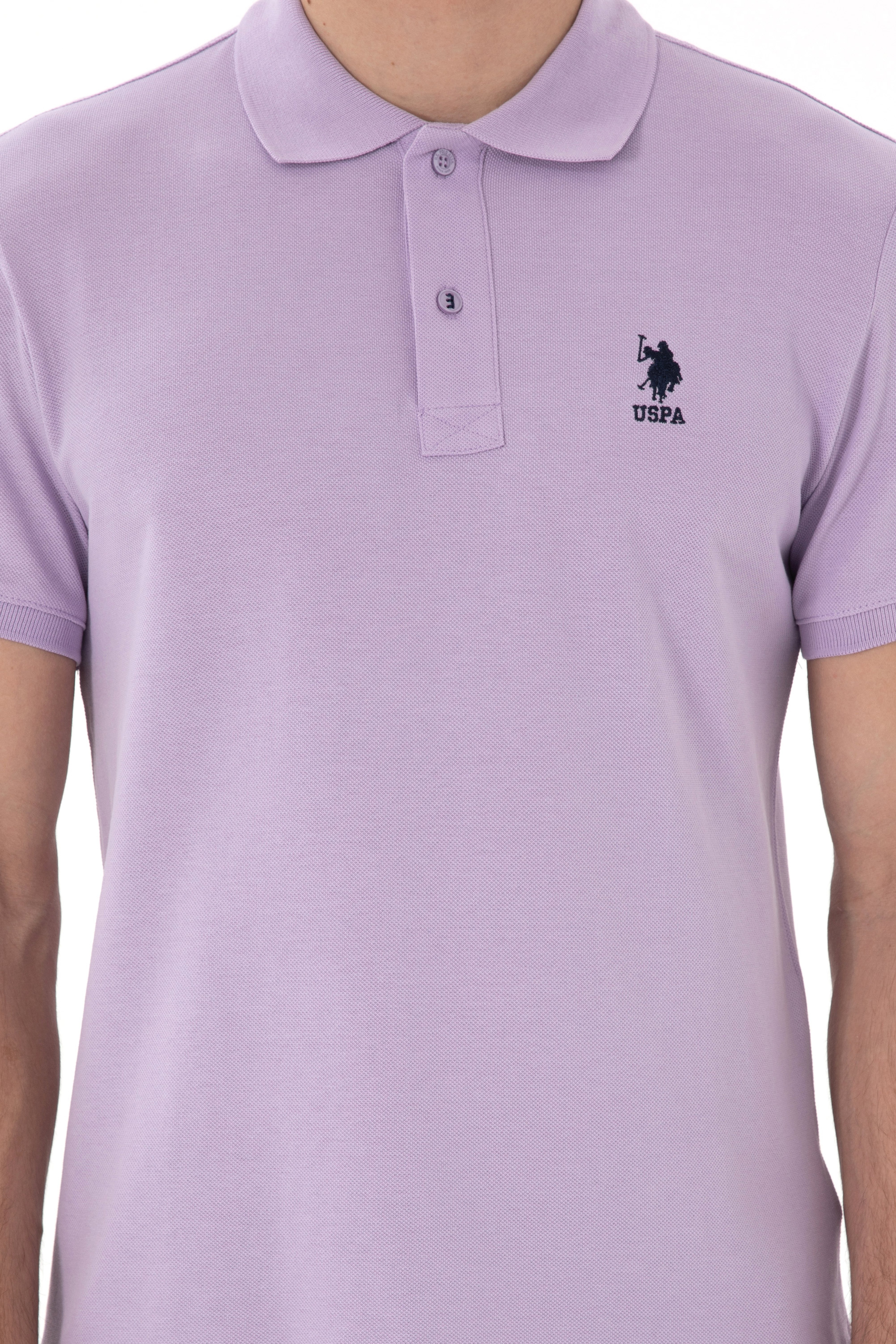 Erkek Slim Fit Polo Yaka Lila Basic Tişört