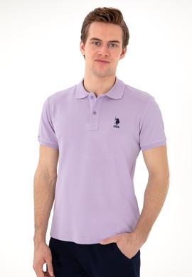 Erkek Slim Fit Polo Yaka Lila Basic Tişört - 50298041080