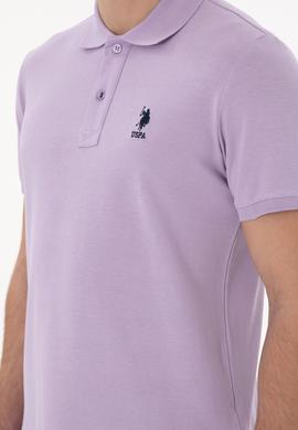 Erkek Slim Fit Polo Yaka Lila Basic Tişört - 50298041080