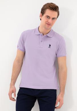 Erkek Slim Fit Polo Yaka Lila Basic Tişört - 50298041080