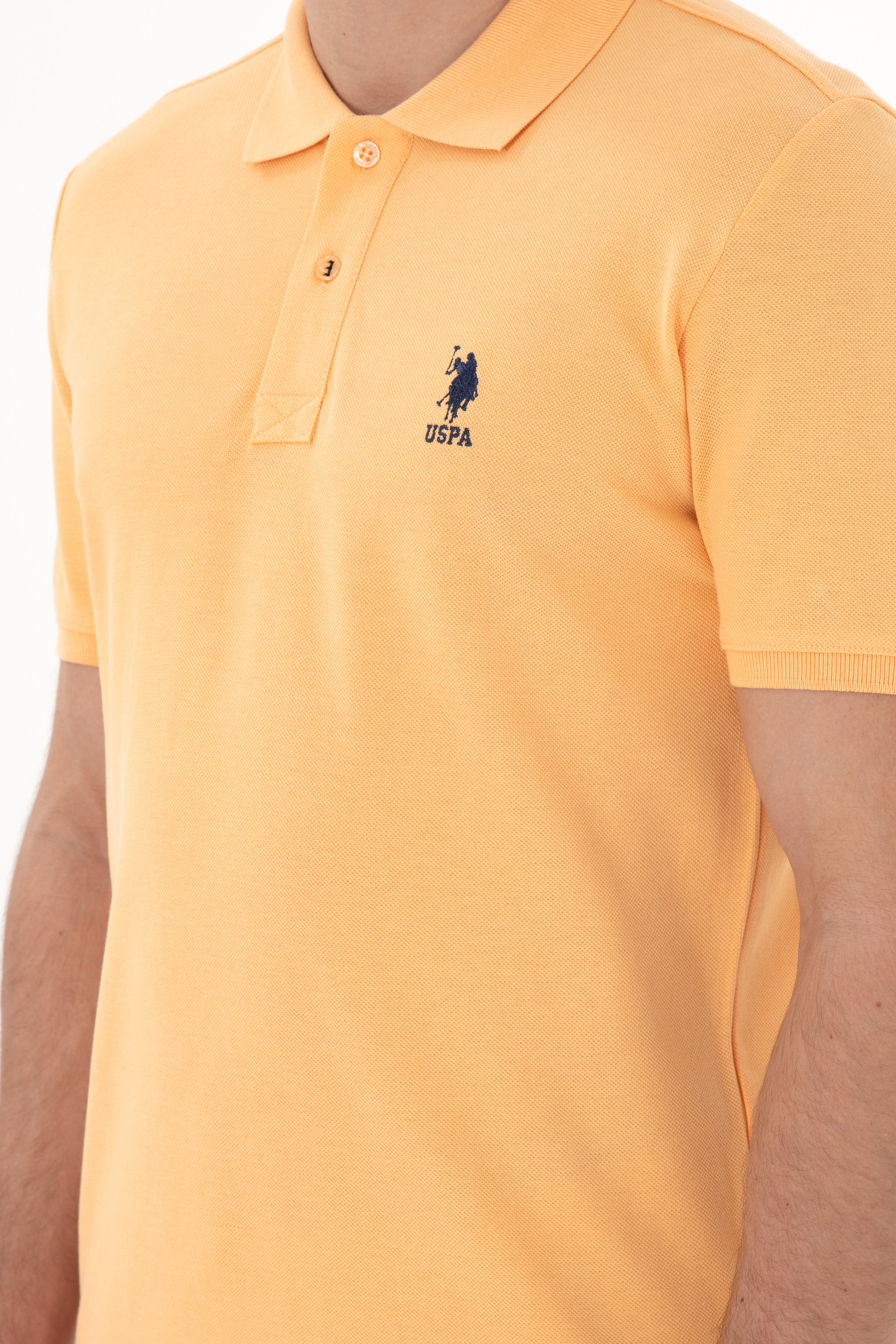 Erkek Slim Fit Polo Yaka Kavun Basic Tişört - Image 7