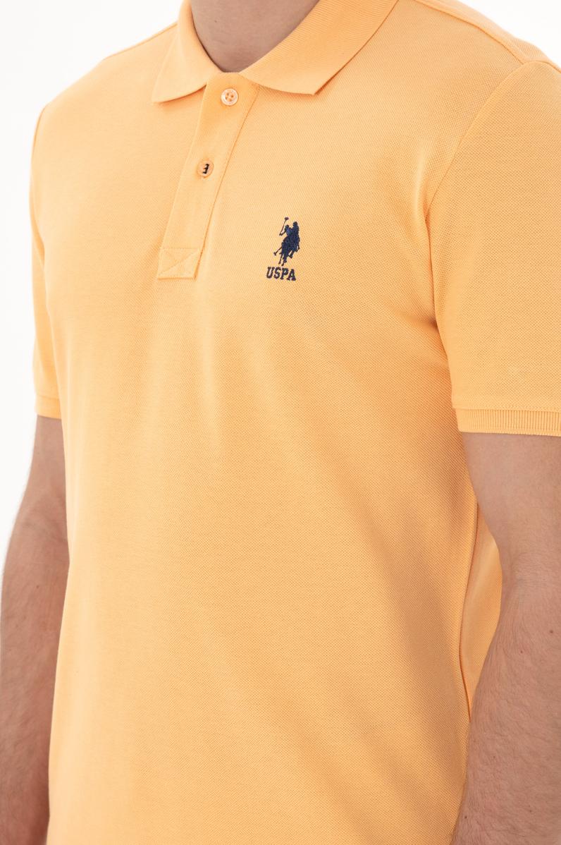 Erkek Slim Fit Polo Yaka Kavun Basic Tişört